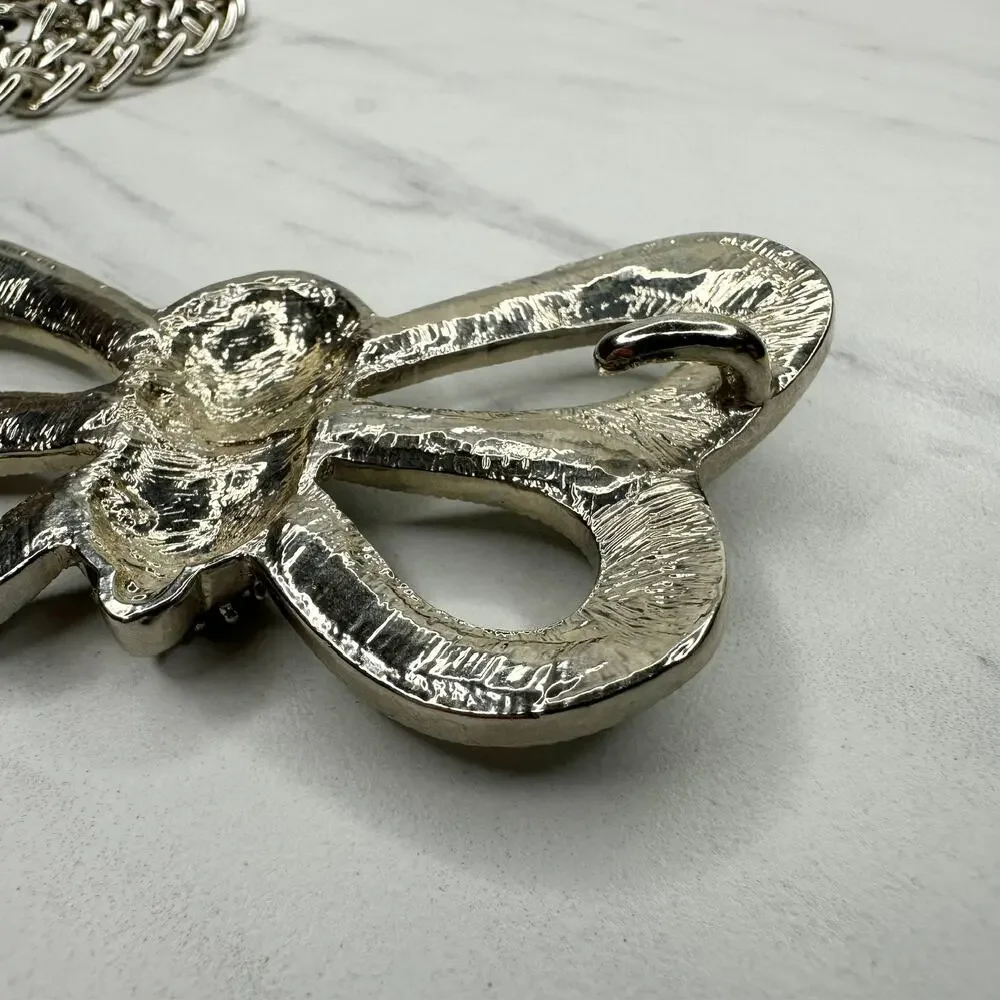 Womens Rhinestone Butterfly Chain Belt Silver Tone Chunky XS/Small ✨